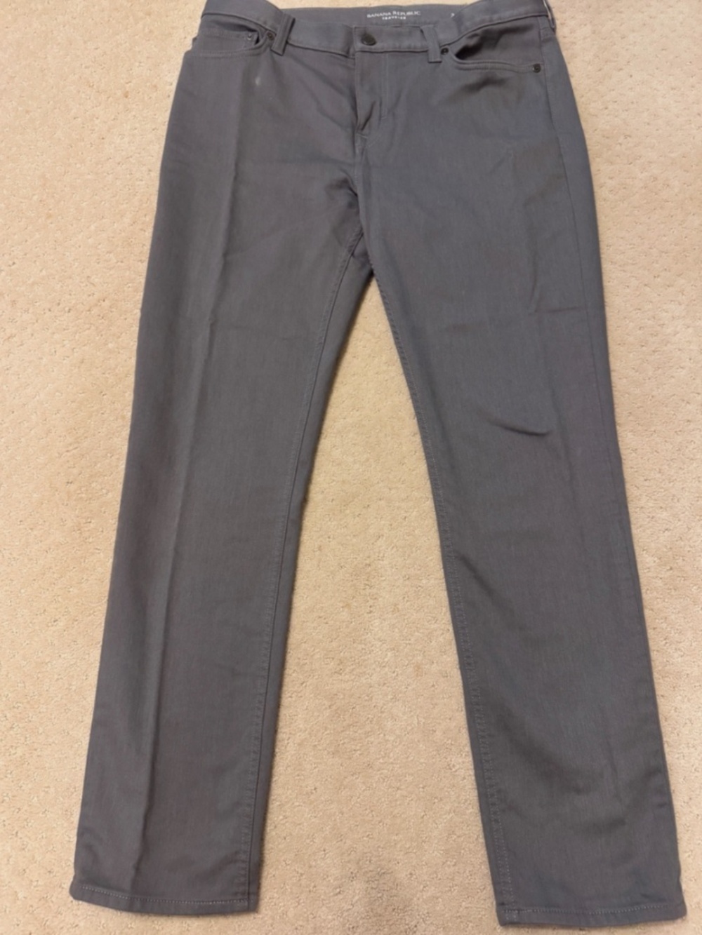 Banana Republic Traveler Pants Mens 33x30 Slim Fit Gray Charcoal Heat Stretch